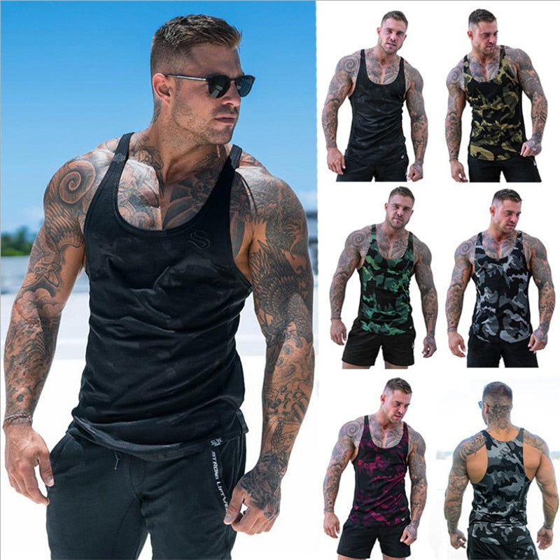 New Camouflage Tank Tops Men Brand Mens Sleeveless Shirts Summer Clothing Bodybuilding Undershirt Casual Fitness Tanktops vest