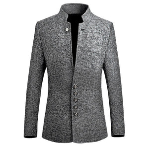 2019 Autumn Brand Vintage Blazer Men Chinese Style Business Casual Coats Stand Collar Male Blazer Slim Fit Mens Blazer Jackets