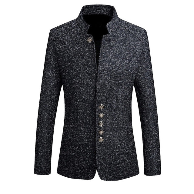 2019 Autumn Brand Vintage Blazer Men Chinese Style Business Casual Coats Stand Collar Male Blazer Slim Fit Mens Blazer Jackets