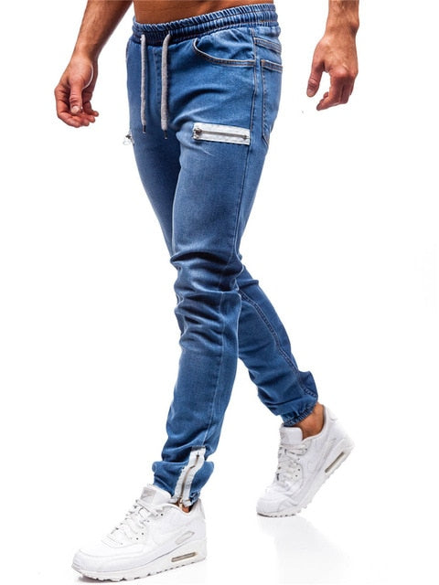 3 Styles Men Stretchy Skinny Biker Slim Fit Denim Men Multi-pocket zipper pencil Pants men casual jeans fashion Casual Trousers