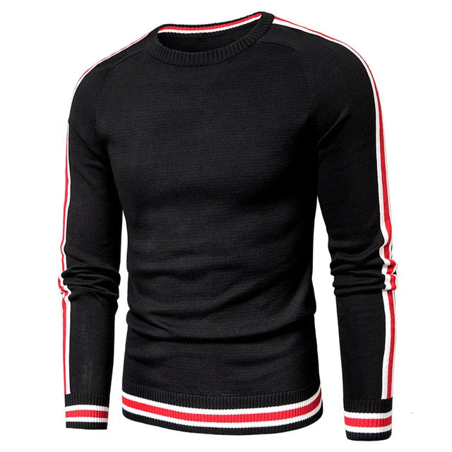 Oufisun Men 2019 Winter Casual Knitted 100% Cotton Striped Sweaters Pullover Men Autumn New Fashion O-Neck Sweater Coat Men 3XL