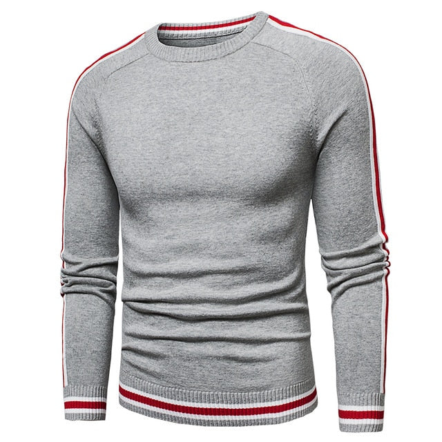 Oufisun Men 2019 Winter Casual Knitted 100% Cotton Striped Sweaters Pullover Men Autumn New Fashion O-Neck Sweater Coat Men 3XL