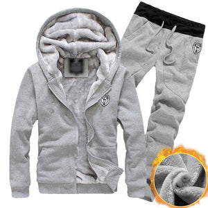 2019 Autumn Men Tracksuit Sets Winter Fleece Hooded Jacket Pants Sweatshirts 2 Piece Set Hoodies Sports Suit Coat Sportswear 5XL