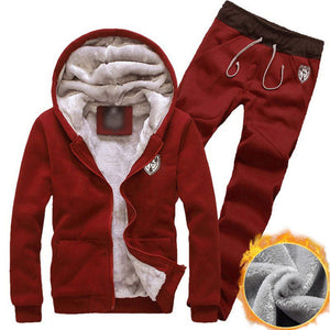 2019 Autumn Men Tracksuit Sets Winter Fleece Hooded Jacket Pants Sweatshirts 2 Piece Set Hoodies Sports Suit Coat Sportswear 5XL