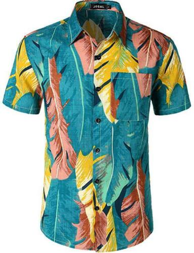 Fashion Men Hawaiian Blouse Shirt Summer Fruit Floral Beach Short Sleeve Casual Luau Shirt Tops Size S-2XL