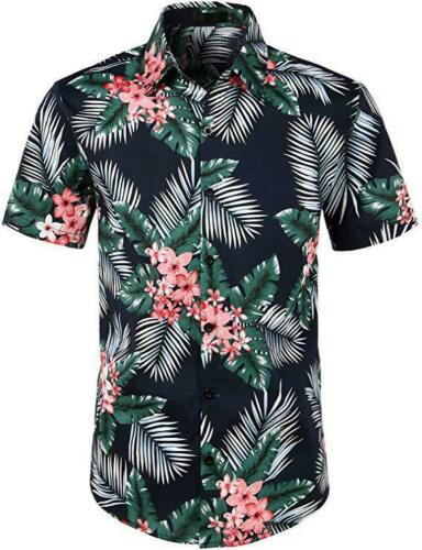 Fashion Men Hawaiian Blouse Shirt Summer Fruit Floral Beach Short Sleeve Casual Luau Shirt Tops Size S-2XL