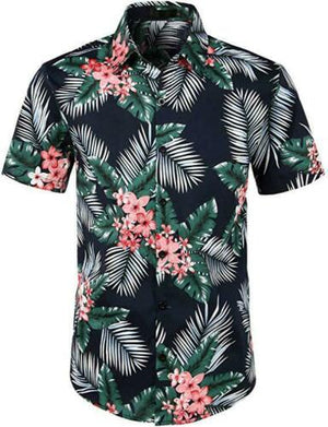 Fashion Men Hawaiian Blouse Shirt Summer Fruit Floral Beach Short Sleeve Casual Luau Shirt Tops Size S-2XL