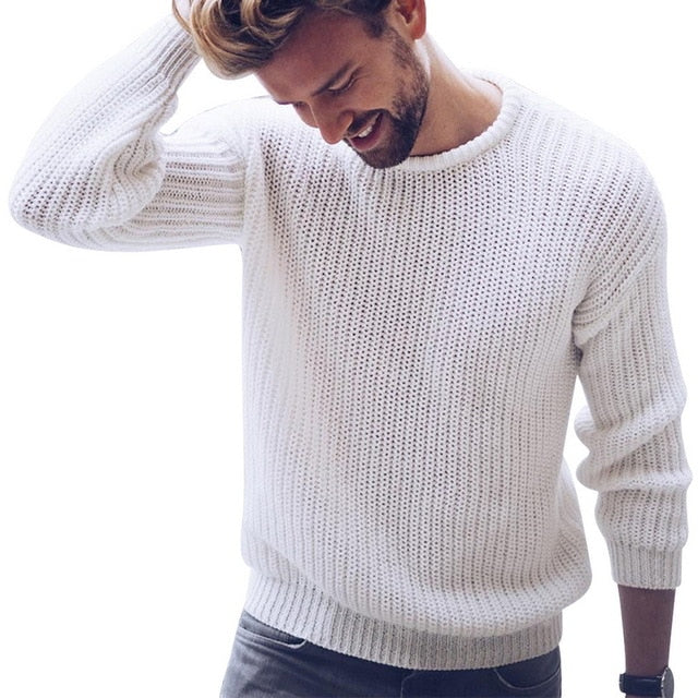 Autumn Modish Men Knitted Sweaters O Neck Pull Knitwear Winter Warm Clothes Casual Jumper Solid Pullovers Slim Sweater Homme