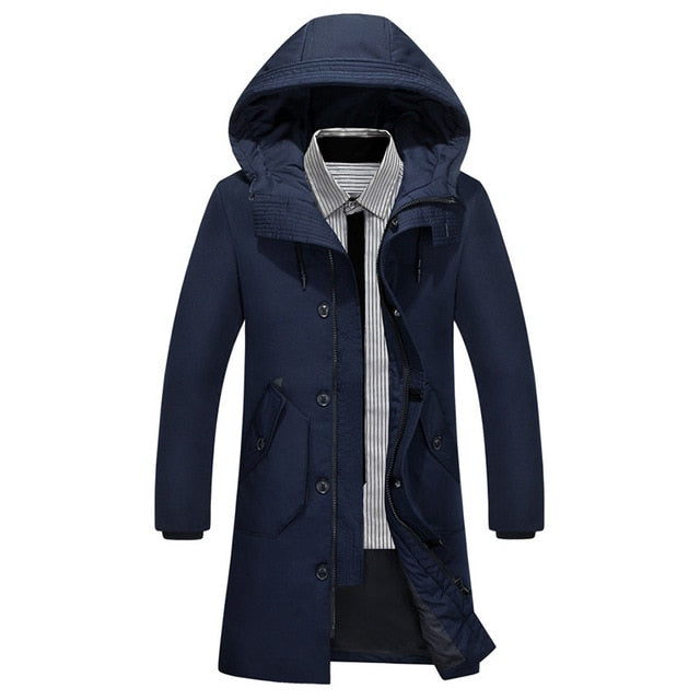 2019 White Duck Down Men's Jackets Quality Handsome Warm Long Fashion Business Winter Clothing Casual Coat Male Parkas