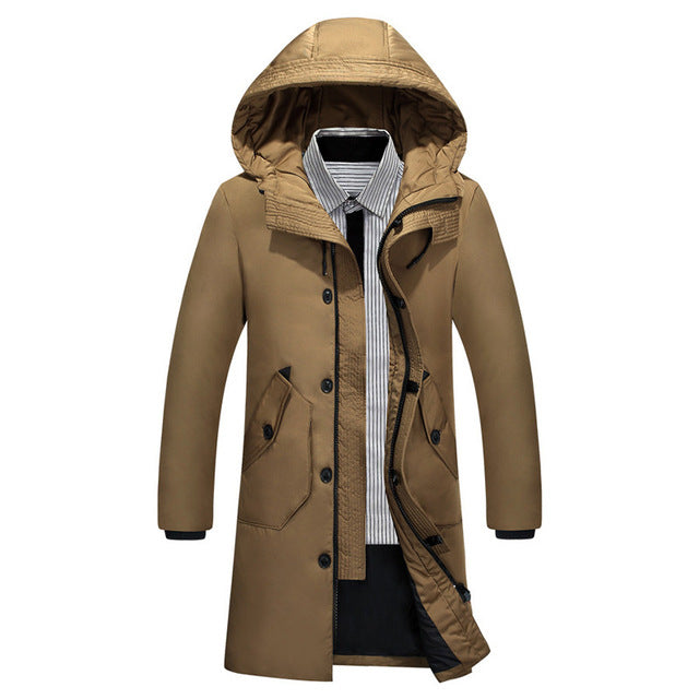 2019 White Duck Down Men's Jackets Quality Handsome Warm Long Fashion Business Winter Clothing Casual Coat Male Parkas