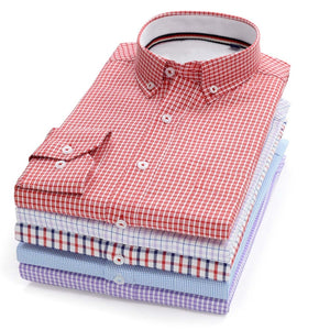 Big Size 10XL 9XL 8XL 7XL 6XL 5XL 2019 New Men Oxford Plaid Shirt Fashion Business Casual  Long Sleeve Shirt Male Brand Clothing