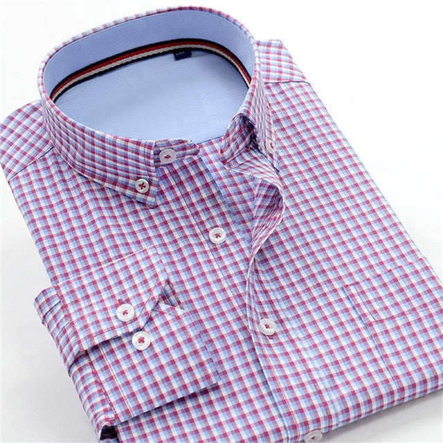 Big Size 10XL 9XL 8XL 7XL 6XL 5XL 2019 New Men Oxford Plaid Shirt Fashion Business Casual  Long Sleeve Shirt Male Brand Clothing