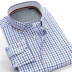 Big Size 10XL 9XL 8XL 7XL 6XL 5XL 2019 New Men Oxford Plaid Shirt Fashion Business Casual  Long Sleeve Shirt Male Brand Clothing