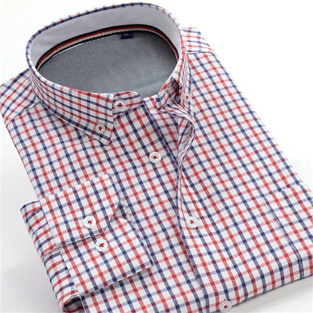 Big Size 10XL 9XL 8XL 7XL 6XL 5XL 2019 New Men Oxford Plaid Shirt Fashion Business Casual  Long Sleeve Shirt Male Brand Clothing